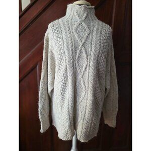 Express Tricot Handknit Cable Knit Sweater -Angora Rabbit Hair Blend High Neck L